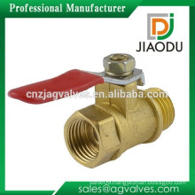 1/4" PT Male to Female Thread Red Lever Handle Full Port Brass Ball Valve